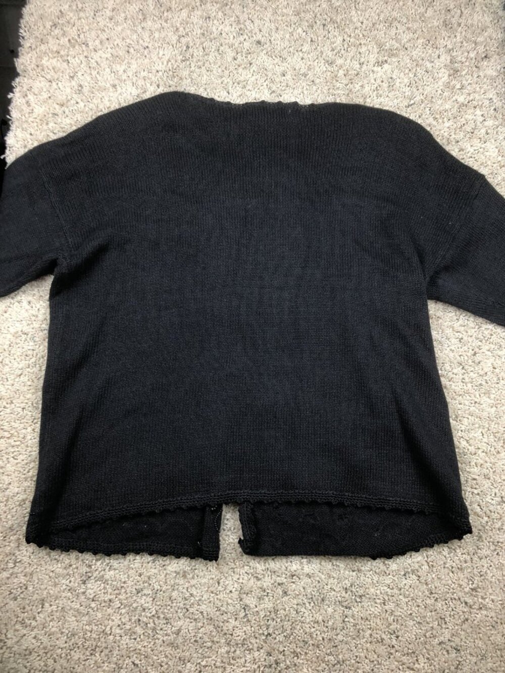 Vtg Orvis Cardigan Sweater Womens XL Long Sleeve Knit Floral Design Black NWT - Picture 8 of 8